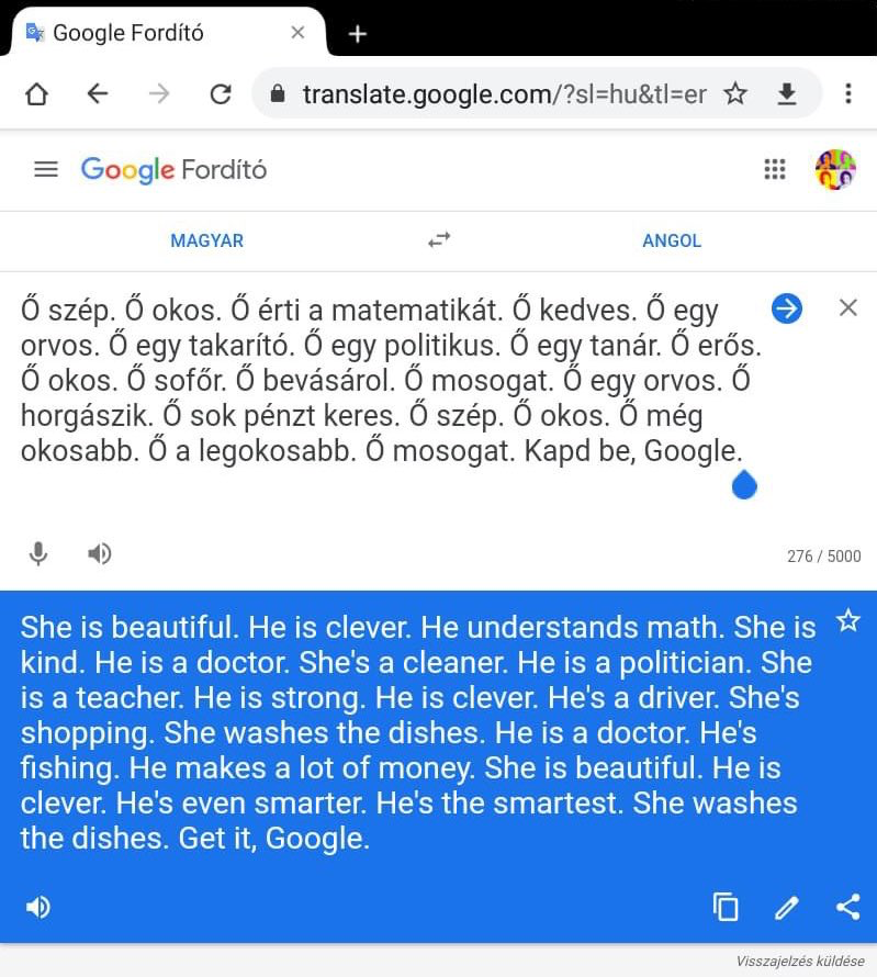 Gender bias in Google Translate